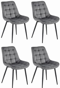 Set 4 Scaune Bucatarie/Dining Joy Gri Inchis Catifea