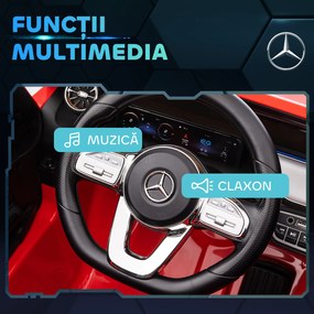 HOMCOM Mașină Electrică cu Licență Mercedes, Auto pentru Copii cu Telecomandă, Faruri și Claxon, 111.5x69x52.5 cm, Roșie