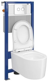 Set vas wc suspendat Inverto cu capac soft close, rezervor incastrat pneumatic Aqua 52 si clapeta sticla alba