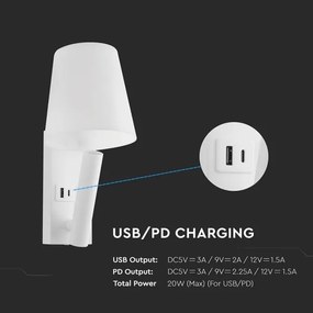 Lampă de perete LED cu port USB LED/2W/230V 3000K albă