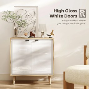 HOMCOM Dulap Modern cu 2 Uși și Raft Reglabil 72x35x77cm Alb și Stejar | Aosom Romania