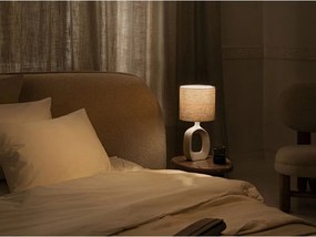 Pat matrimonial gri deschis tapițat cu spațiu de depozitare cu somieră 160x200 cm Ovalo – Micadoni