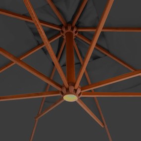 Umbrela suspendata cu stalp din lemn, antracit, 400 x 300 cm Antracit