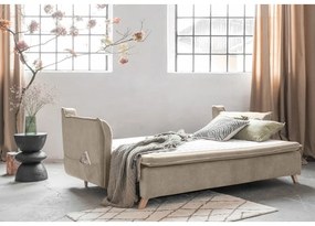 Canapea bej extensibilă cu tapițerie din catifea 225 cm Charming Charlie – Miuform