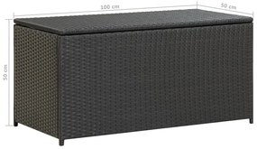 Lada de depozitare de gradina, negru, 100x50x50 cm, poliratan Negru, 100 x 50 x 50 cm