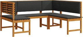 vidaXL Set de Bănci pentru Grădină 3 pcs Maro Lemn Solid de Acacia