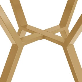 Masă de dining rotundă modernă pentru 4 persoane, Alb+Auriu | Aosom Romania