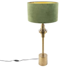 Lampă de masă Art Deco cu abajur din catifea verde 35 cm - Diverso
