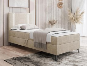 Pat de o persoană 80 cm Hebara 1 (Bej) (cu somieră și saltea) (cu sp. depozitare) (S). Promo -17%. 1103558