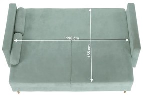 Canapea extensibila, verde menta textil Queens, AURELIA