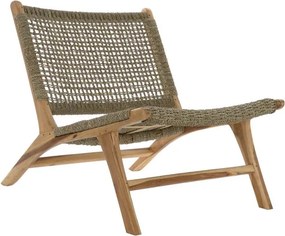Fotoliu maro in lemn de tec si rattan