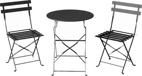 Outsunny Set Bistro Exterior, Mobilier Pliabil cu Masă și 2 Scaune, Negru | Aosom Romania
