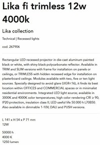 Corp incastrabil cu 5 spoturi LED Lika fi trimless 12w 4000k