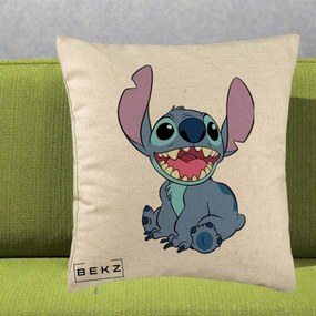 Perna Personalizata Stitch Zambitor, 40x40 cm, Bej, Husa Detasabila, Perna Inclusa, BEKZ®