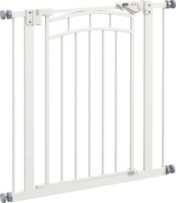 PawHut Poartă de Protecție pentru Scări și Uși, pentru Câinișori, Sistem de Închidere Automată, Montare Fără Găurire, Albă | Aosom Romania