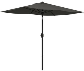 Outsunny Umbrelă de Soare Dreptunghiulară, Umbrelă pentru terasă cu înclinare și deschidere cu manivelă, 300x200x248 cm, Gri | Aosom Romania