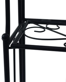 Raft pliabil din metal, negru, MANULO
