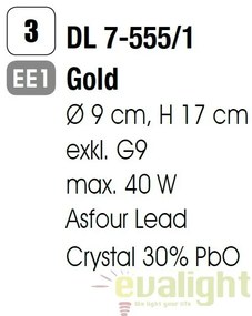 Plafoniera eleganta cristal Asfour Rita DL 7-555/1 gold OR