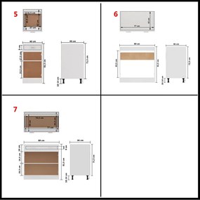 Set dulapuri de bucatarie, 7 piese, alb, PAL Alb, 7