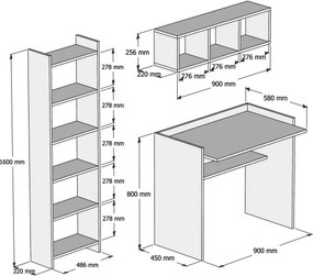Birou cu bibliotecă Matilda White