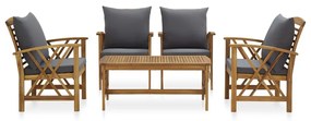 3057994 vidaXL Set mobilier de grădină cu perne, 5 piese, lemn masiv de acacia