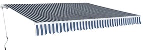 vidaXL Copertină pliabilă cu acționare manuală, albastru/alb, 400 cm