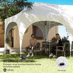 Outsunny Gazebo pliabil 3x6 m, cu pereți detașabili, saci cu nisip, geantă de transport și protecție UV30+, gri deschis/alb | Aosom Romania