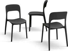 Set 4 scaune ROSINNA -POLIPROPILENA- HORECA - NEGRU - 4 BUCATI
