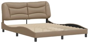3208013 vidaXL Cadru de pat cu tăblie, cappuccino, 160x200 cm, piele ecologică