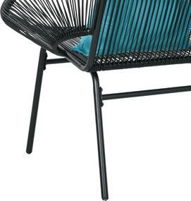 Outsunny Bancă de grădină cu 2 locuri din metal și sfoară din rășină cu 2 perne - dim. 132L x 72l x 83Î cm - negru | Aosom Romania