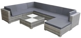 42738 vidaXL Set mobilier de grădină cu perne, 8 piese, gri, poliratan