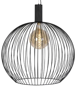 Lampă suspendată de design rotundă neagră 70 cm - Dos