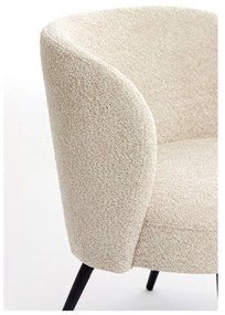 Fotoliu crem cu tapițerie din stofă bouclé Dieyda – Light &amp; Living