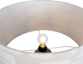 Vloerlamp hout met beige en wit gestreepte kap 50cm - Tripod Classic