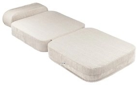 Fotoliu de copii crem cu tapițerie din catifea reiată Flip – Wigiwama