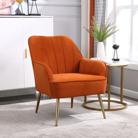 Fotoliu de salon din catifea, Design ergonomic, Portocaliu