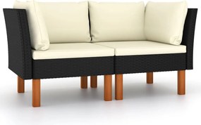 vidaXL Canapele de colț, 2 buc., poliratan & lemn masiv de eucalipt