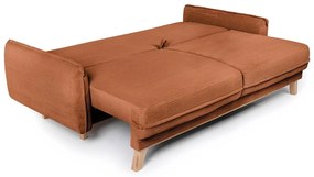 Canapea portocalie extensibilă cu tapițerie din catifea reiată 218 cm Tori – Bonami Selection