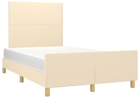 Cadru de pat cu tablie, crem, 120x200 cm, textil Crem, 120 x 200 cm, Design simplu