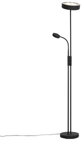 Lampă de podea neagră inclusiv LED și dimmer cu lampă de citit - Kelso