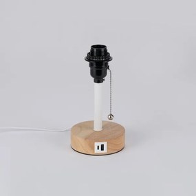 Brilagi - Lampă de masă cu port USB TABLON 1xE27/25W/230V stejar/alb/bej