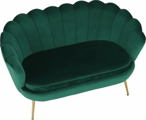 Bancă în stil Art-deco, catifea Velvet smarald/crom auriu, NOBLIN