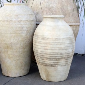 Vas decorativ din teracotă, H44 cm, aspect antichizat, Lourdes