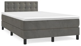 3141534 vidaXL Pat box spring cu saltea, gri închis, 120x200 cm, catifea