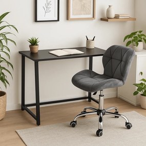 Set pentru birou – birou pliabil ZARIMO 80×40 cm negru + scaun de birou AVOLA VELVET gri