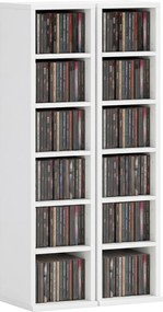 HOMCOM Set de 2 etajere coloane dulap pentru depozitare CD-DVD 12 compartimente 21 x 22,5 x 88,5 cm capacitate 204 CD-uri alb | Aosom Romania