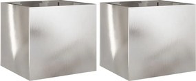 vidaXL Jardiniere, 2 buc., argintiu, 32x30x29 cm, oțel inoxidabil
