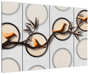 Tablou artistic - Păsărele pe creangă (90x60 cm)