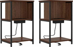 vidaXL Dulap de noapte 2 pcs Stejar închis 38 x 31 x 61 cm