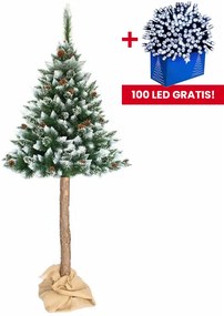 Brad de Crăciun artificial unic, acoperit cu zăpadă, pin pe un trunchi de 160 cm